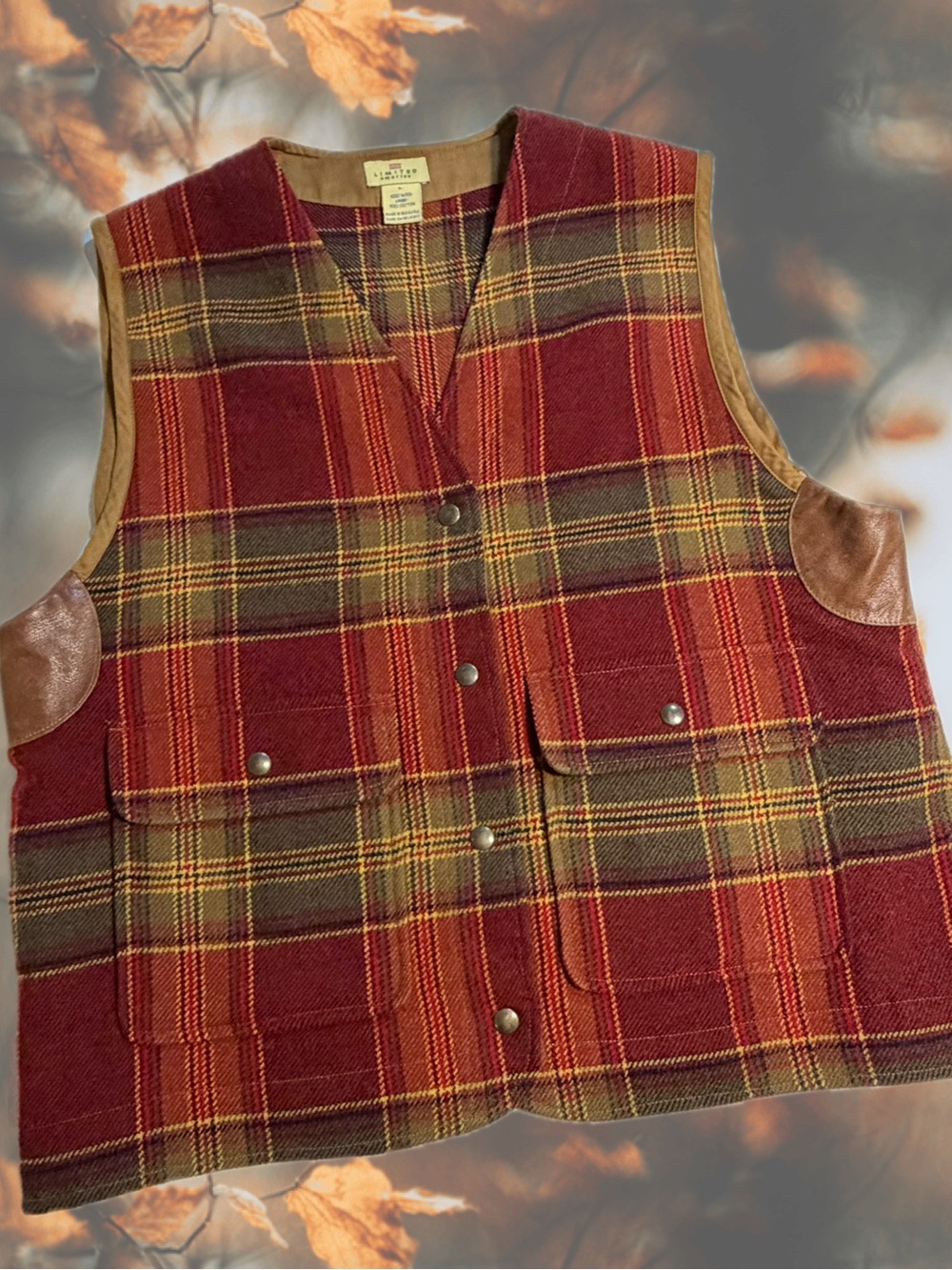 VINTAGE country estate vest sportsman hunting shooting red tartan plaid wool 80s